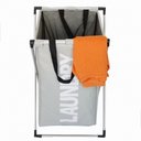 Ver imagem 3 de Cesto Roupa Suja Lavanderia Organizador Roupeiro Cromado Dobrável Cinza Multiuso Banheiro