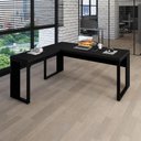 Ver imagem 1 de Mesa L Escritório Industrial 1,50m X 0,70m Pés Metal F5 Cor:preto