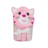Toalha Banho Baby Camesa Gato Com Capuz E 3 Toalhas De Boca Rosa - 1