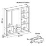 Guarda Roupa Casal 4 Gavetas 3 Portas Espelhos 8 Pés Marrom - 7