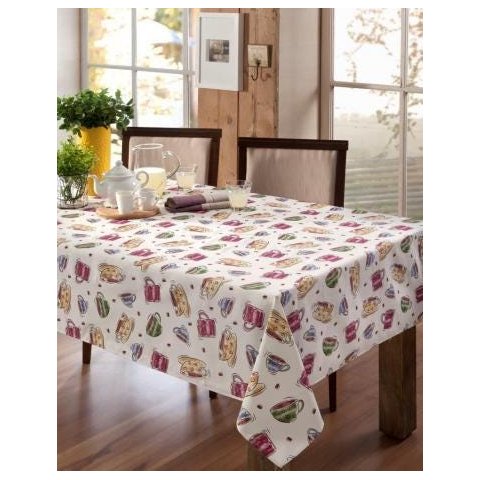 Toalha de Mesa Impermeável 160x220cm xicaras