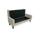 Ver imagem 2 de Recamier Calçadeira Fênix Baú Estofado Quarto Solteiro 90cm Suede Bege - LM DECOR