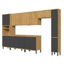 Ver imagem 1 de Armário Cozinha com Balcão e Tampo 16 Portas 3 Gavetas Nice Plus 100% Mdf Amêndoa e Chumbo - Pnr Mó