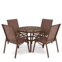 Ver imagem 1 de Mesa 4 cadeiras Ripado Piscina Alumínio Marrom e Tela Marrom