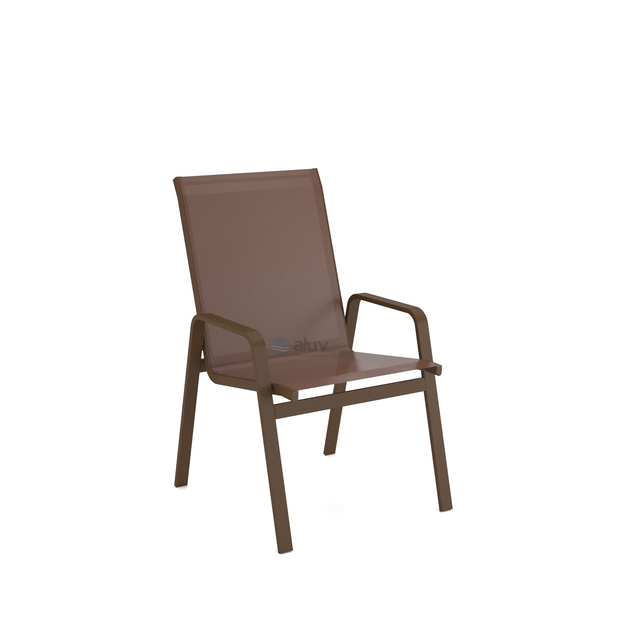 Mesa 4 cadeiras Ripado Piscina Alumínio Marrom e Tela Marrom - 2