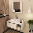 Ver imagem 1 de Kit Lavabo Suspenso com Cuba e Espelho Branco Tecno Mobili
