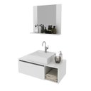 Ver imagem 2 de Kit Lavabo Suspenso com Cuba e Espelho Branco Tecno Mobili