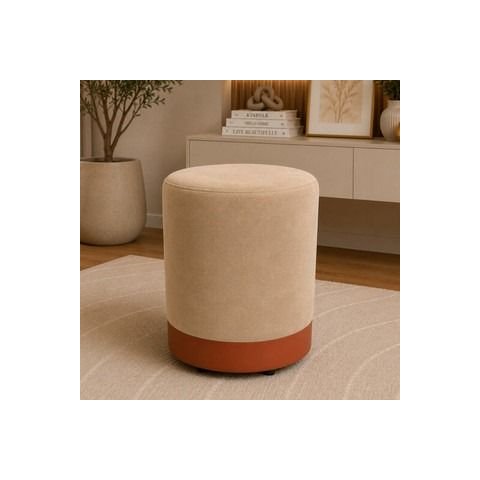 Puff Rodapé Cobre Fosco, Cor Bege Veludo - Let Móveis