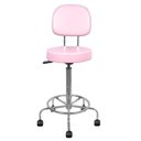 Ver imagem 1 de Cadeira Mocho Alta Cromada Rosa Bebe Estética Giratória Maca com Encosto Altura Maxima 72cm Popmov M