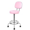 Ver imagem 2 de Cadeira Mocho Alta Cromada Rosa Bebe Estética Giratória Maca com Encosto Altura Maxima 72cm Popmov M