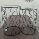 Ver imagem 4 de Jogo 2 Mesas Decorativa Canto Sala Lateral Home&co Metal Preto