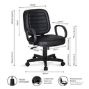 Ver imagem 6 de Cadeira Escritório Plus Size Giratória Costura Preto