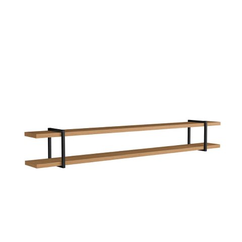 Prateleira Multiuso 260cm com Suporte em Metal 100% Mdf Cor:louro com Preto