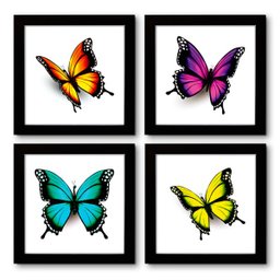 Quadro Decorativo Composê 40x40 Cm Borboletas - 1