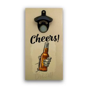 Abridor Garrafas Parede Drink Cheers Mdf Com Imã 25x13 Cm