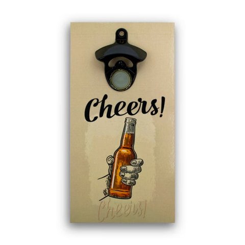 Abridor Garrafas Parede Drink Cheers Mdf Com Imã 25x13 Cm