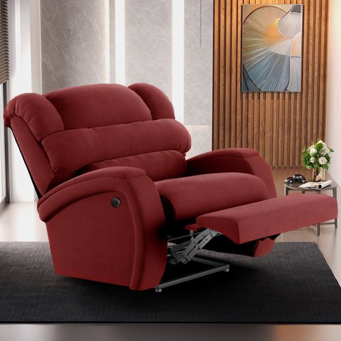 Poltrona do Papai Sala de Cinema Reclinável Kylie Power Elétrica Veludo Vermelho G23 Gran Belo Kylie