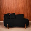 Ver imagem 4 de Sofá Orgânico 2 Lugares C/2 Almofadas Curvo Sala Recepção Luna Boucle Preto - Montanaris Decor