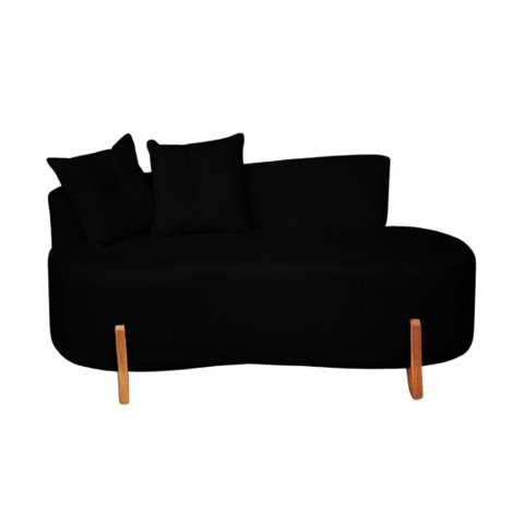 Sofá Orgânico 2 Lugares C/2 Almofadas Curvo Sala Recepção Luna Boucle Preto - Montanaris Decor