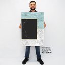 Ver imagem 3 de Quadro Decorativo em Canvas Geométrico Mármore Tons de Azul, Branco e Preto TaColado Chassi 90 x 60c