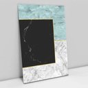 Ver imagem 1 de Quadro Decorativo em Canvas Geométrico Mármore Tons de Azul, Branco e Preto TaColado Chassi 90 x 60c