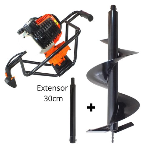 Perfurador de Solo Para Silvicultura VPS520 Vulcan 2T á Gasolina Com Broca 80x30cm + Extensor 30cm