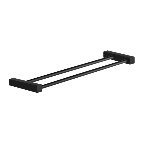 Toalheiro Duplo para Banheiro Preto Fosco Troia Grego Metal 40cm