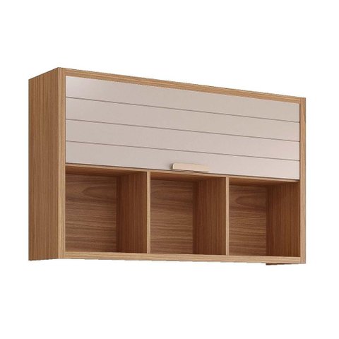 Módulo Cozinha Mgm Eloise Armário C/3 Nichos e 1 Porta Basculante Riscada 120 Cm Freijo/off White-