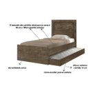 Ver imagem 3 de Cama Solteiro Cambel Luara com Auxiliar Castanho Wood