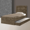 Ver imagem 2 de Cama Solteiro Cambel Luara com Auxiliar Castanho Wood