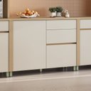 Ver imagem 2 de Balcão 1 Portas 3 Gaveta 120cm 100% MDF Condessa Marrom/Carvalho