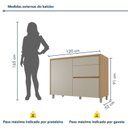 Ver imagem 3 de Balcão 1 Portas 3 Gaveta 120cm 100% MDF Condessa Marrom/Carvalho