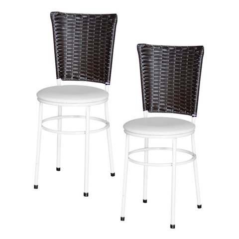 2 Cadeiras para Mesa Branca Hawai Marrom:branco