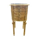 Ver imagem 2 de Mesa de Cabeceira com 3 Gaveta Dourado com Tampo em Mármore - 72x42cm