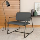 Ver imagem 2 de Poltrona Estofada Sintra Preto Fosco/suede Cinza - Móveis Arapongas