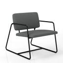 Ver imagem 1 de Poltrona Estofada Sintra Preto Fosco/suede Cinza - Móveis Arapongas