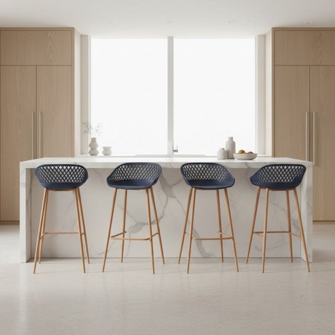 Conjunto 4 Banquetas Alta com Base de Aço Monaco Fratini