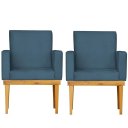 Ver imagem 1 de Kit 2 Poltrona Decorativa para Sala Bella Base Madeira Maçica Veludo:Azul-Marinho