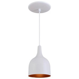 Pendente Gota Teat Luminária Lustre Alumínio Branco Textura com Cobre - Rei Da Iluminação