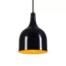 Pendente Gota Teat Luminária Lustre Alumínio Preto Brilhante com Amarelo - Rei Da Iluminação - 3