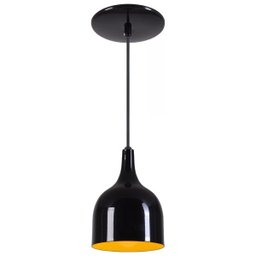 Pendente Gota Teat Luminária Lustre Alumínio Preto Brilhante com Amarelo - Rei Da Iluminação - 1