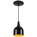 Ver imagem 1 de Pendente Gota Teat Luminária Lustre Alumínio Preto Fosco com Amarelo - Rei Da Iluminação