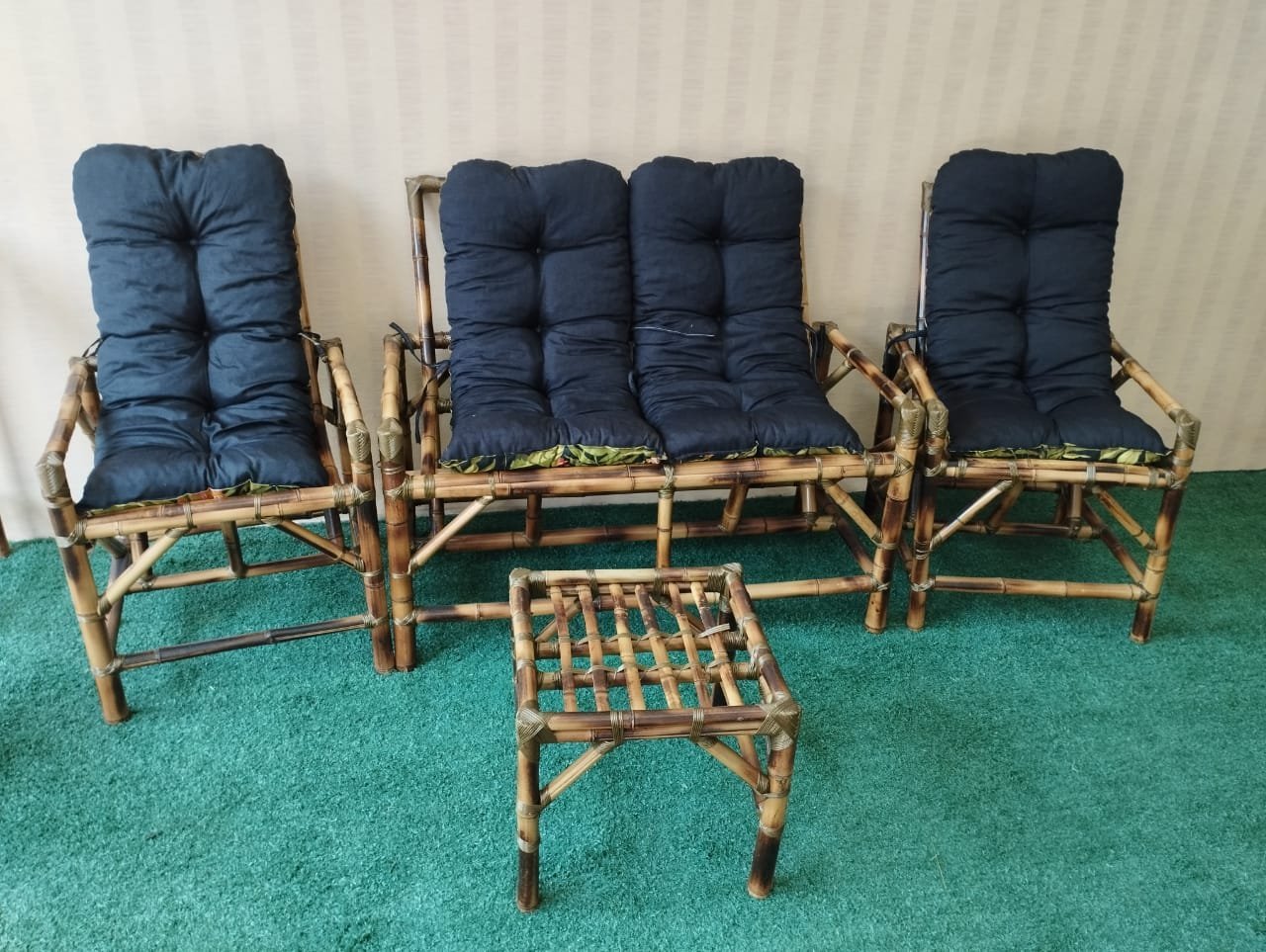 Sofá De Bambu Cadeiras Móveis Jardim Kit Conjunto Poltronas - 8