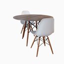 Ver imagem 1 de Conjunto de Mesa de Jantar Eames Eiffel Redonda 90cm Tampo de Madeira Amêndoa com 2 Cadeiras Brancas