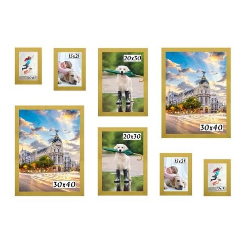 Kit 8 Porta Retratos Painel Parede Amarelo