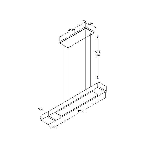 Luminária Pendente 2 Lâmp. Retangular 125cm Alumínio Branco e Madeira Arky Wood - 4