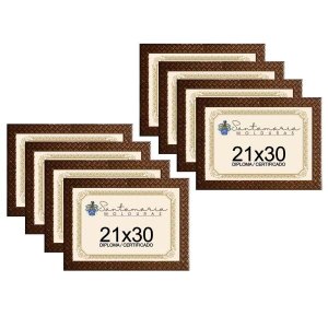 Kit 8 Molduras Diploma A4 21x30 3cm Relevo Marrom