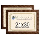 Ver imagem 1 de Kit 2 Molduras Diploma A4 21x30 3cm Relevo Marrom