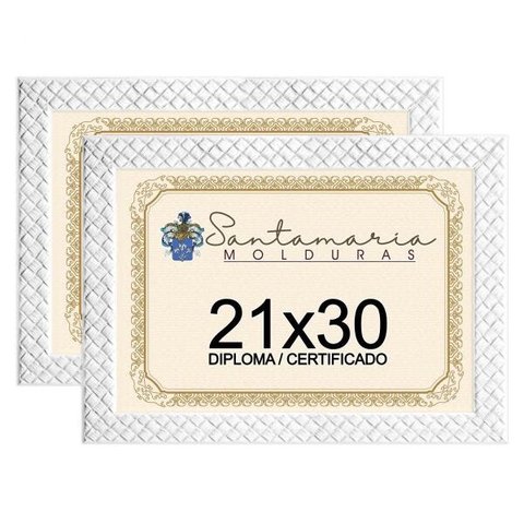Kit 2 Molduras Diploma A4 21x30 3cm Relevo Branco