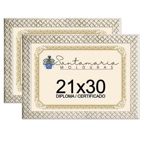 Kit 2 Molduras Diploma A4 21x30 3cm Relevo Bege